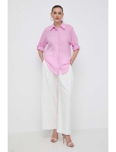 Marella cămașă de in culoarea roz, cu guler clasic, regular 2413110000000