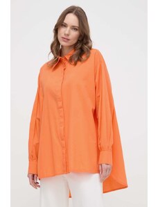 Silvian Heach camasa din bumbac femei, culoarea portocaliu, cu guler clasic, relaxed