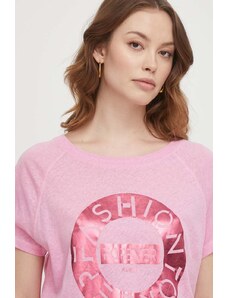 Mos Mosh tricou din amestec de in culoarea roz