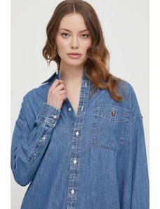 Polo Ralph Lauren cămașă jeans femei, cu guler clasic, relaxed 211909442