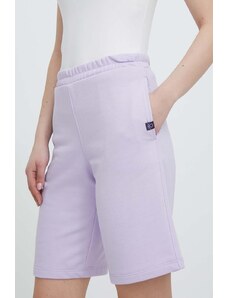 United Colors of Benetton pantaloni scurti femei, culoarea violet, neted, high waist