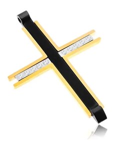 Bijuterii Eshop - Pandantiv din oțel - cruce tricoloră cu zirconii transparente G8.11