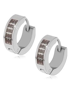Bijuterii Eshop - Cercei realizați din oțel 316L - cercuri argintii cu model negru în formă de S X05.02