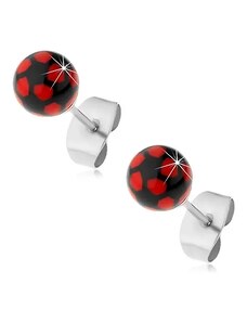 Bijuterii Eshop - Cercei cu șurub din oțel, bile negru cu roșu AB27.14