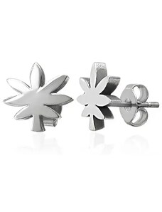Bijuterii Eshop - Cercei argintii din oțel - frunză de canabis X09.05