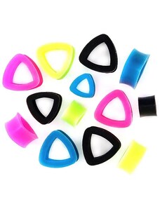 Bijuterii Eshop - Tunel flexibil în formă de triunghi SP54.20/23 - Lățime: 20 mm, Culoare Piercing: Verde neon