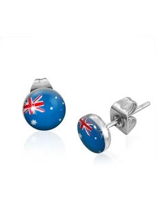 Bijuterii Eshop - Cercei cu șurub din oțel - steagul Australiei R21.13