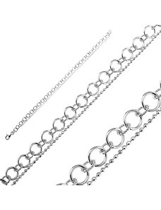 Bijuterii Eshop - Brățară argint 925 - lănțișor dublu cu bile și cercuri H18.18