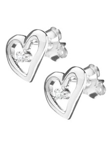 Bijuterii Eshop - Cercei argint - contur asimetric de inimă cu zircon X41.14