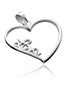 Bijuterii Eshop - Pandantiv argint - inimă mare cu inscripția LOVE X45.5
