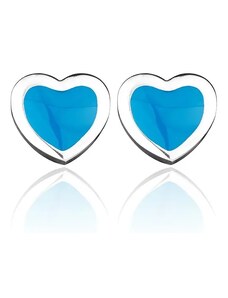 Bijuterii Eshop - Cercei din oţel cu şurub, în formă de inimă - albastru AA13.15