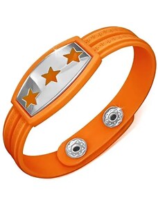 Bijuterii Eshop - Brățară din cauciuc - portocalie cu stele și simbol grecesc AA35.18