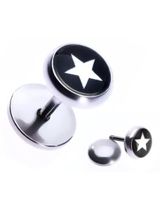 Bijuterii Eshop - Piercing fals din oțel inoxidabil, cu o stea pe fond negru AA39.09