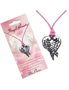 Bijuterii Eshop - Colier roz - pandantiv inimă cu aripi împăturite Y53.20