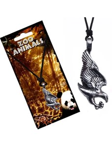 Bijuterii Eshop - Colier din șnur negru, pandantiv metalic, vultur S1.5
