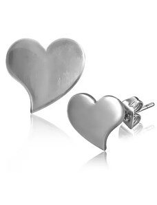 Bijuterii Eshop - Cercei lucioşi cu tijă, din oţel - inimă curbată Q2.4