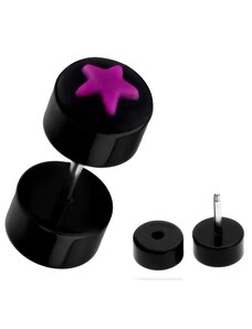 Bijuterii Eshop - Piercing fals pentru ureche, negru - acril, stea roz PC30.26