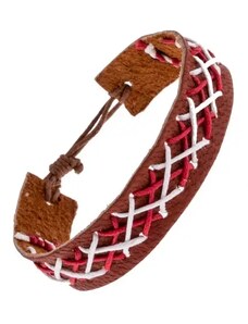 Bijuterii Eshop - Brățară din piele maro - șnururi cusute Y52.20