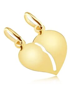 Bijuterii Eshop - Pandantiv dublu din aur - inimă ruptă lucioasă netedă pentru cupluri S2GG05.03