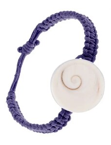 Bijuterii Eshop - Brățară împletită realizată din șnururi violet închis, scoică rotundă S11.03