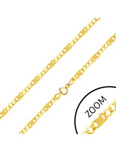 Bijuterii Eshop - Lanț aur galben 14K, trei ochiuri, za lungă cu plasă, 450 mm S3GG28.21