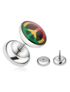 Bijuterii Eshop - Plug fals pentru ureche din oțel, simbol al păcii în trei culori PC02.03