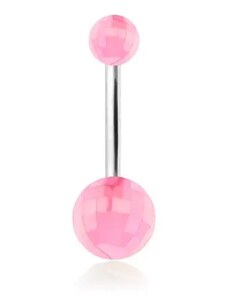 Bijuterii Eshop - Piercing pentru buric, discol ball-uri acrilice roz închis PC01.06