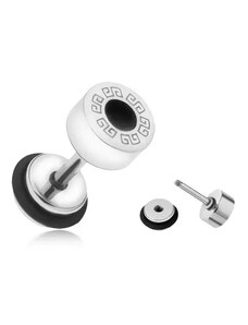 Bijuterii Eshop - Plug fals pentru ureche, rotund, din oțel, cheie grecească, inel negru, 6 mm PC01.11