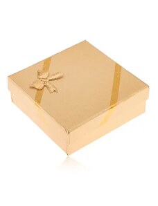 Bijuterii Eshop - Cutiuță de cadou aurie pentru bijuterii, aspect de material, fundiță Y49.11