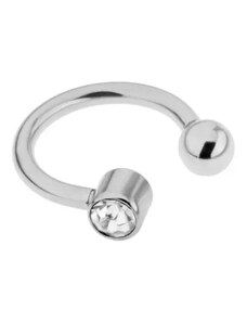 Bijuterii Eshop - Piercing semicircular pentru sprâncenă, din oțel, argintiu, zirconiu transparent PC05.29