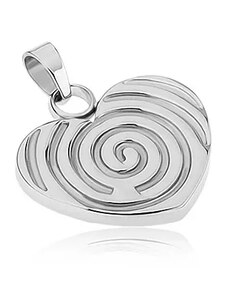 Bijuterii Eshop - Pandantiv din oţel de culoare argintie, inimă simetrică cu spirală gravată SP37.28
