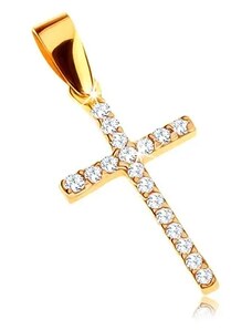 Bijuterii Eshop - Pandantiv din aur 375 - cruce latină decorată cu zirconii transparente GG48.09