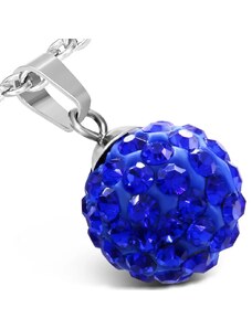 Bijuterii Eshop - Pandantiv Shamballa din oţel - bilă albastru închis, zirconii strălucitoare, 12 mm SP41.08