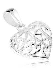 Bijuterii Eshop - Pandantiv - inimă simetrică cu decorații filigranate, argint 925 SP37.27
