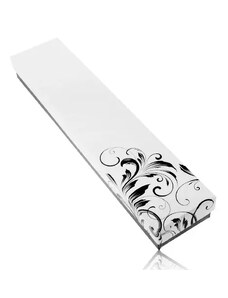 Bijuterii Eshop - Cutiuță de cadou alb cu negru pentru lanț și ceas de mână, ornament floral Y29.12