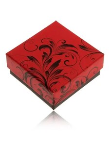 Bijuterii Eshop - Cutiuță roșu deschis cu negru pentru inel sau cercei, cu ornamente Y27.4