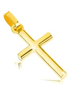 Bijuterii Eshop - Pandantiv din aur galben de 9K - cruce latină mică, suprafață netedă lucioasă S2GG58.14