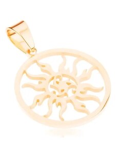 Bijuterii Eshop - Pandantiv auriu din oțel 316L, contur de cerc cu formă de soare concav Y18.09