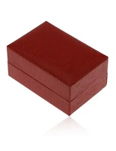 Bijuterii Eshop - Cutiuță de cadou pentru inel sau cercei, culoare roșu-închis, suprafață canelată Y10.18