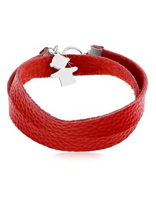 Bijuterii Eshop - Brățară roșie din piele artificială, pandantiv și închizătoare de culoare argintie Z25.10