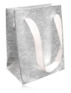 Bijuterii Eshop - Pungă de cadou, suprafață structurată, argintie, panglici GY57