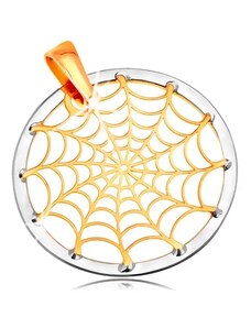 Bijuterii Eshop - Pandantiv din aur 14K - pânză de păianjen în contur de cerc, aur galben și alb S2GG204.31