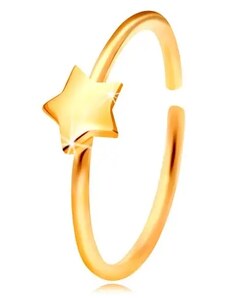 Bijuterii Eshop - Piercing pentru nas, din aur de 14K, cerc lucios cu stea, aur galben S2GG206.05