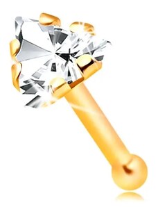 Bijuterii Eshop - Piercing drept de nas din aur 14K - zirconiu transparent în triunghi S2GG207.10