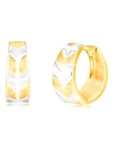 Bijuterii Eshop - Cercei rotunzi din aur de 14K - cerc cu model "V" mat în două culori S3GG217.27