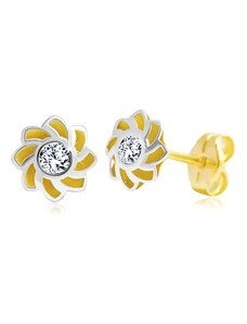 Bijuterii Eshop - Cercei din aur de 14K - floare cu petale ascuțite și zirconii în mijloc GG21.33