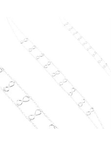 Bijuterii Eshop - Colier din argint 925, lanț dublu, simboluri strălucitoare ale infinitului S09.27