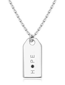 Bijuterii Eshop - Diamant negru - colier din argint 925, placă lucioasă, inscripție "HOPE" S58.01