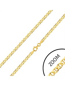 Bijuterii Eshop - Lanț din aur galben de 14K - zale plate în formă de elipsă, bastonaș în centru, 600 mm S3GG28.40