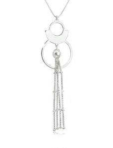Bijuterii Eshop - Colier din argint 925 - contururi ale cercurilor cu o bilă lucioasă și lanțuri unghiulare A02.03